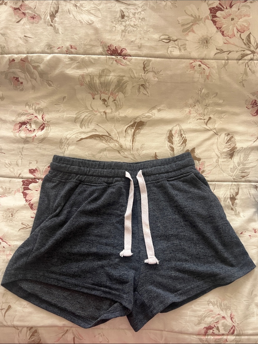 Hollister Dark Gray Athletic Lounge Shorts with White Drawstring